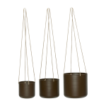 3 pots suspendus ronds en coton marron bloom - h�bsch