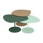 3 tables basses gigognes sable, olive et vert d'eau galet - mati�re grise