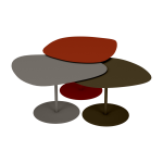 3 tables basses gigognes terracotta, taupe et bronze galet - mati�re grise