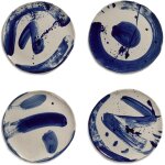 4 assiettes en gr�s beige et bleu 22x1, 5cm sophia - serax