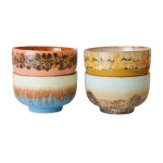 4 bols � nouilles en gr�s multicolore 13, 5x8cm seabreeze - hkliving