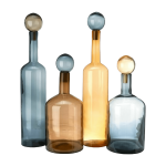4 grandes bouteilles bleu et marron en verre bubbles & bottles - pols potten