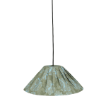 Abat - jour pliss� pour suspension en popeline de coton bio � motifs fleurs vert et bleu 50 cm ava - ...