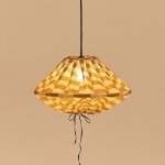 Abat - jour pour suspension en lin fran�ais � carreaux jaune moutarde 50 cm yumi - nobodinoz