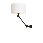 Applique ajustable en fer noir et abat - jour en textile lin blanc 65x45cm amsterdam - it's about romi ...
