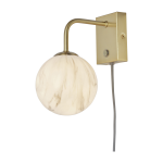 Applique murale en fer et globe en verre impression marbre blanc et or 12x18cm carrara - it's about romi ...