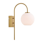 Applique murale structure en laiton satin et globe en verre opale 38cm ballon - herstal