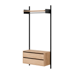 Armoire murale � �tag�res avec tiroirs en bois de ch�ne et acier noir - new works