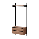 Armoire murale � �tag�res avec tiroirs en bois de noyer et acier noir - new works