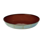 Assiette creuse en gr�s bleue iris�e et rouille brillante 18 cm - serax