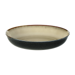 Assiette creuse en gr�s noire et beige 18 cm - serax