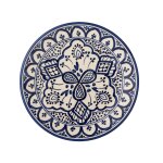 Assiette en gr�s bleu et blanc 19x2cm karlie - bloomingville