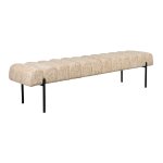 Banc en tissu beige et acier noir 160 x 41, 5 x 45 cm varen - the cool republic