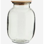 Bocal alimentaire en verre transparent et bouchon en bois de manguier 18 x 28 cm - madam stoltz