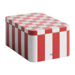 Bo�te en fer rouge et blanc cass� damier - hay
