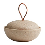 Bo�te en gr�s beige sable et cordon en cuir 11x7cm sandy - nordal