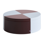 Bo�te ronde en fer bordeaux et bleu glacier damier - hay