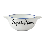 Bol breton en fa�ence blanche super h�ros - pied de poule