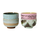 Bols � noodle en gr�s bleu 13, 5x8cm (lot de 4) vaisselle 70's - hkliving