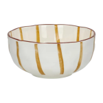 Bol � soupe en porcelaine ray�e blanche et jaune 15x6cm - pomax