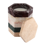 Bougie cire v�g�tale en travertin, marbre et onyx 10, 8x13cm romy orient - studio ga�a