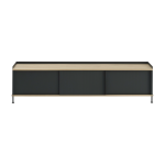 Buffet en acier pli� noir et ch�ne naturel 48 x 186 cm enfold - muuto