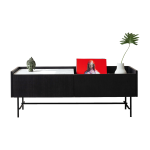 Buffet bas en ch�ne graphite et marbre blanc broy� forst - un common