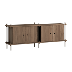 Buffet en bois de ch�ne fum� et acier gris chaud 162x35x65cm - moebe