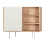 Buffet avec porte en ch�ne blanchi huil� et linol�um gris 45 x 118 cm fina - gazzda