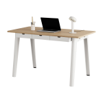 Bureau en ch�ne �co - certifi� avec tiroirs 130 x 70 cm pi�tements blanc cr�me new modern - tiptoe