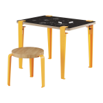Bureau enfant blanc et jaune ardoise 70 x 50 cm vice versa et tabouret ch�ne jaune mini lou - tiptoe