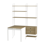 Bureau modulable ch�ne et acier blanc 140 x 200 x 96 cm combinaison e - string furniture