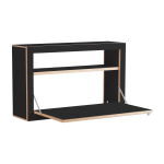 Bureau mural en bouleau teint� noir 80x50x20cm fl�pps box - ambivalenz
