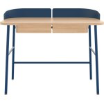 Bureau en placage ch�ne et acier bleu mat 100 x 60 x 81, 5 cm victor - hart�