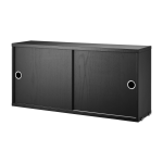 Caisson 2 portes coulissantes en fr�ne teint� noir 78�x�20�x�37�cm - string furniture