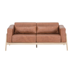 Canap� 2 places en ch�ne et cuir whisky fawn - gazzda