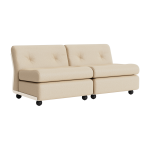 Canap� 2 places coque blanc cr�me et tissu beige amanta - hay
