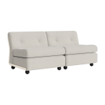 Canap� 2 places coque blanc cr�me et tissu gris beige amanta - hay