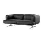 Canap� 2 places en cuir noir et pieds en aluminium poli inland av22 - &tradition