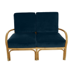 Canap� 2 places en rotin coussins velours bleu marine riviera - kok