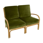 Canap� 2 places en rotin coussins velours vert riviera - kok