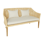 Canap� 2 places en rotin naturel pi�tement teck coussin lin sa�gon - kok