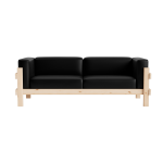 Canap� 3 places en cuir ultra 41599 noir et pin kube - normann copenhagen