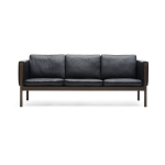 Canap� 3 places en noyer huil� et assise en cuir sif 98 195cm ch163 - carl hansen & s�n
