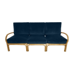 Canap� 3 places en rotin coussins velours bleu marine riviera - kok