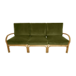 Canap� 3 places en rotin coussins velours vert riviera - kok