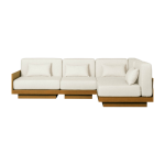 Canap� 4 places d'ext�rieur en iroko et bouclette cr�me georges l'angle - gabrielle paris