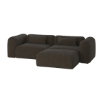 Canap� d'angle 3 places en polyester chocolate brown boucl� yaro - noo. ma