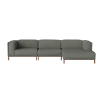 Canap� d'angle 3 unit�s avec m�ridienne tissu monza boucl� vert sea et noyer huil� cosy - bolia