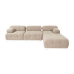 Canap� d'angle droit avec un pouf en tissu p�che 95x288x75cm bubble - home design